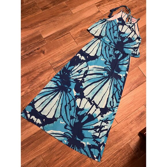 Lilly Pulitzer Levine Maxi Dress Sparkling Blue Get Inky Size Small - Picture 2 of 9